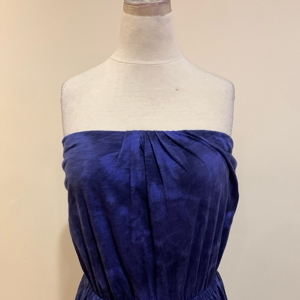 Express Strapless Blue Patterned Maxi Dress - image 2